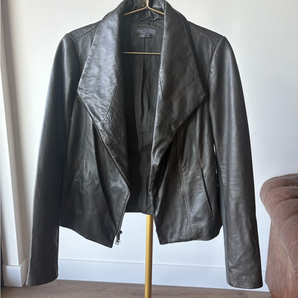 Vince Dark Brown Leather Jacket